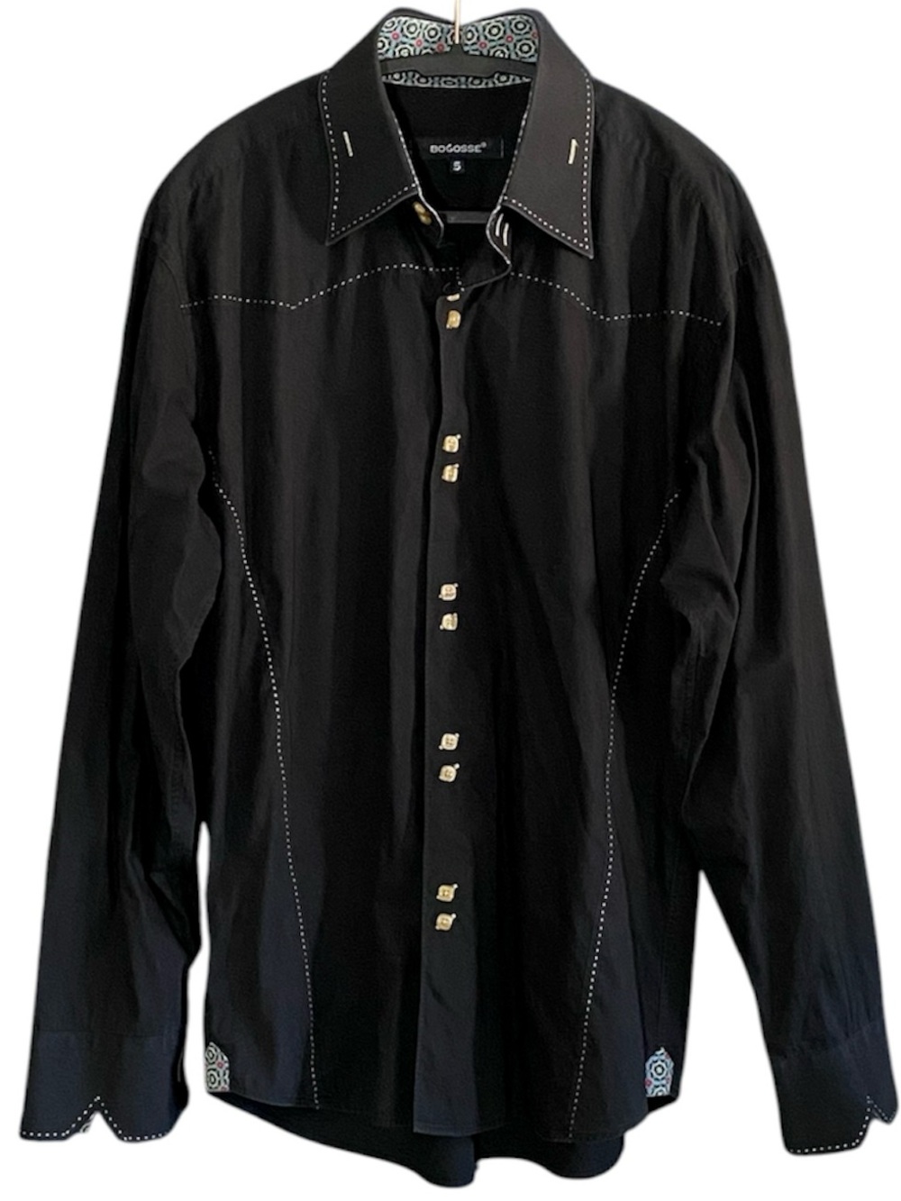 Bogosse Black Button-Up Western Shirt Men’s XL 100% Cotton Country Rockabilly